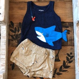 Newborn 2-Piece Shark Tank and Short Set